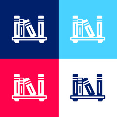 Bookshelf blue and red four color minimal icon set