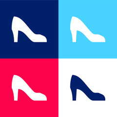 Bride blue and red four color minimal icon set