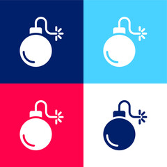 Bomb blue and red four color minimal icon set