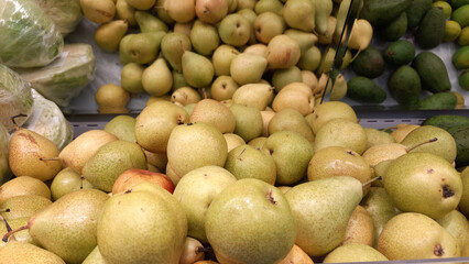 pears displayed in showcase