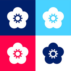 Blossom blue and red four color minimal icon set