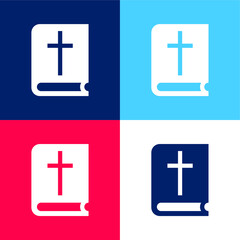 Fototapeta premium Bible blue and red four color minimal icon set