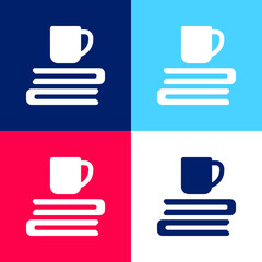 Books blue and red four color minimal icon set