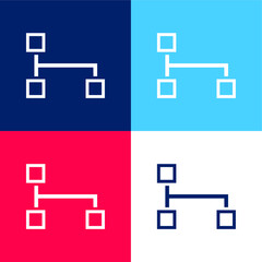 Obraz na płótnie Canvas Block Scheme Of Squares blue and red four color minimal icon set
