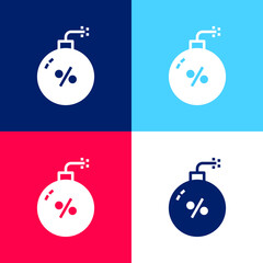Bomb blue and red four color minimal icon set