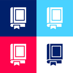 Book blue and red four color minimal icon set