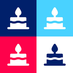 Birthday Cake blue and red four color minimal icon set