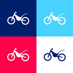 Bike Side View blue and red four color minimal icon set