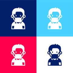 Boy blue and red four color minimal icon set