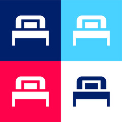 Bed blue and red four color minimal icon set