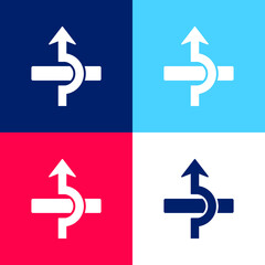 Arrow Over A Rectangular Element blue and red four color minimal icon set