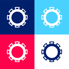 Award Badge Wheel blue and red four color minimal icon set