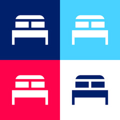 Bed blue and red four color minimal icon set