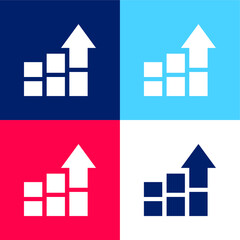 Bar Chart blue and red four color minimal icon set