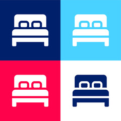 Bed blue and red four color minimal icon set