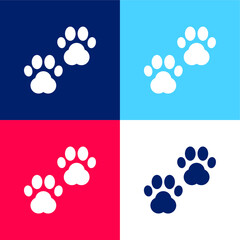 Animal Prints blue and red four color minimal icon set