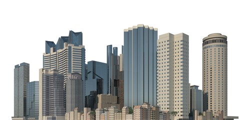 Fototapeta na wymiar Cityscape 3d illustration isolated on white background