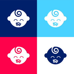 Baby Black Head blue and red four color minimal icon set