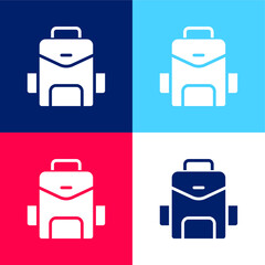 Backpack blue and red four color minimal icon set