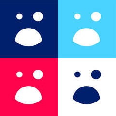 Black Eye And Opened Mouth Emoticon Square Face blue and red four color minimal icon set