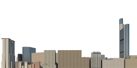 Cityscape 3d illustration isolated on white background