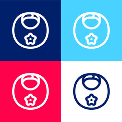 Bib blue and red four color minimal icon set