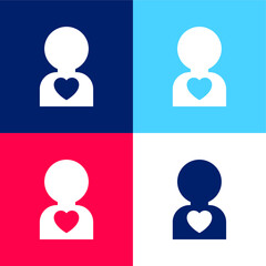 Boy blue and red four color minimal icon set