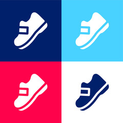 Boot blue and red four color minimal icon set