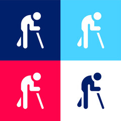 Blind blue and red four color minimal icon set