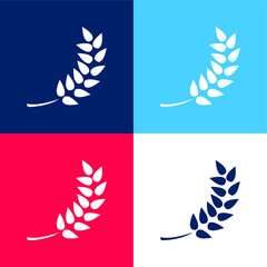 Branch With Leaves blue and red four color minimal icon set