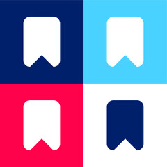 Bookmark Big Black Solid Rounded Interface Symbol blue and red four color minimal icon set