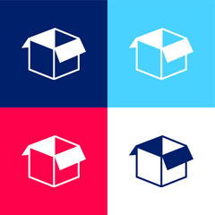 Box Open Shape blue and red four color minimal icon set