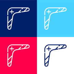 Boomerang blue and red four color minimal icon set
