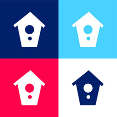 Birds House blue and red four color minimal icon set