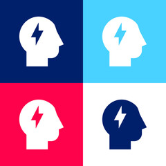 Brainstorm blue and red four color minimal icon set