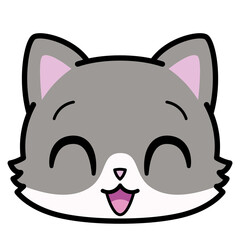 Isolated cute happy cat emoji Vector illustration