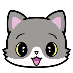 Isolated cute happy cat emoji Vector illustration