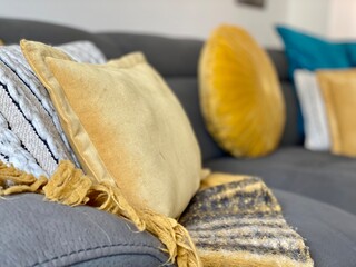 Pillows bed sofa decor interior design staging 