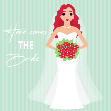 Here comes bride template flyer for the vector image