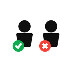 Person icon .Check mark and cross mark Vector illustration