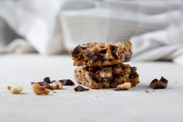 Muesli bar with hazelnut and chocolate