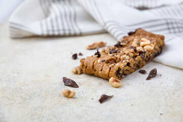 Muesli bar with hazelnut and chocolate