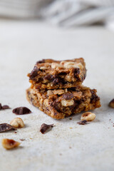 Muesli bar with hazelnut and chocolate