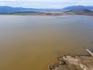 Amazing Aerial view of  Zhrebchevo Reservoir, Bulgaria
