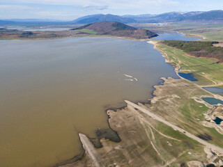 Amazing Aerial view of  Zhrebchevo Reservoir, Bulgaria
