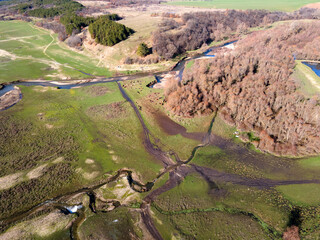 Amazing Aerial view of  Zhrebchevo Reservoir, Bulgaria