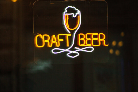 craft beer neon sign showcase window marketing