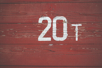 The inscription is 20 tons. Weight indication. Railroad freight car. The inscription is 20 tons
