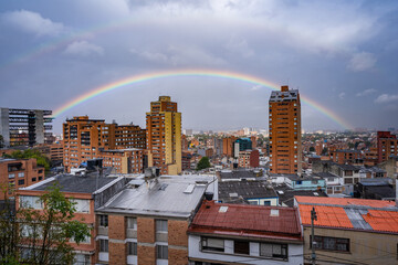 Exceptional rainbow over Bogota City, Colombia