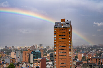Exceptional rainbow over Bogota City, Colombia